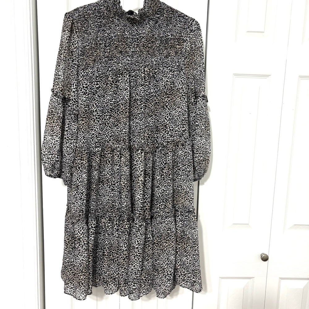 Just…Taylor Women’s Large Black and White Animal Print Dress